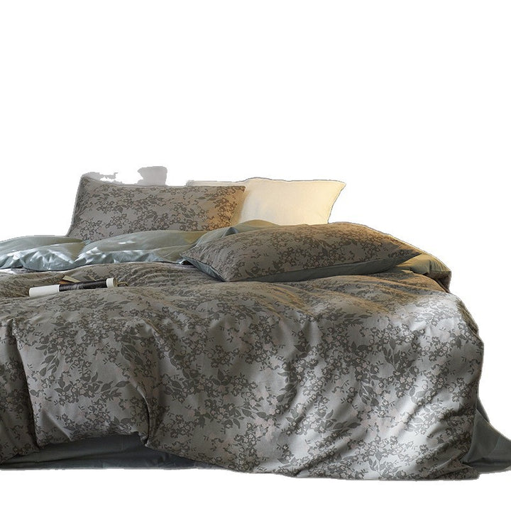 Damask Jacquard Silky-Feel Duvet Cover and Pillow Sham Set