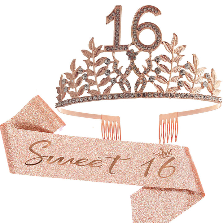 Women's Glamorous Birthday Crown with Shining Rhinestones Stornfield
