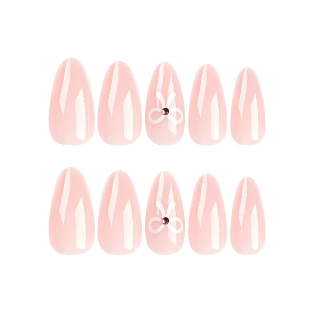 Acrylic nail set with elegant bow decorations Stornfield