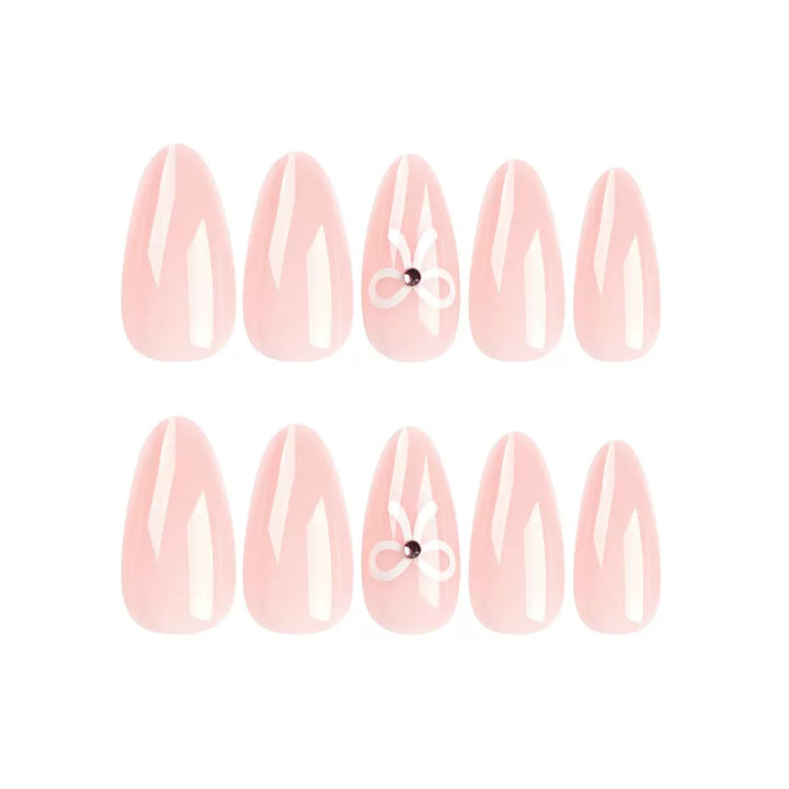 Acrylic nail set with elegant bow decorations Stornfield