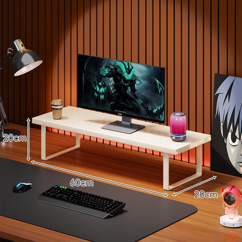 Wooden Monitor Riser Stand with Metal Frame and Cable Management