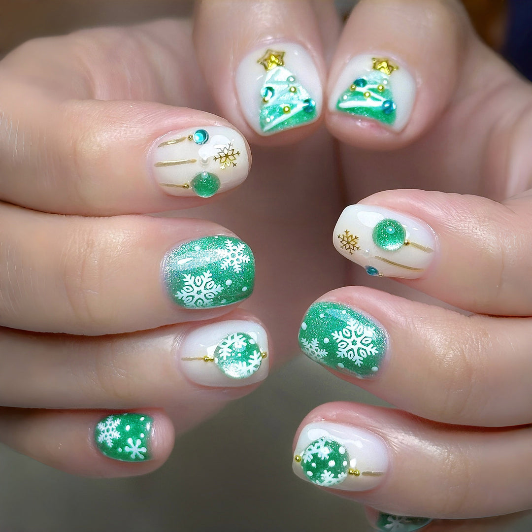 Artificial nail set with festive Christmas motifs Stornfield