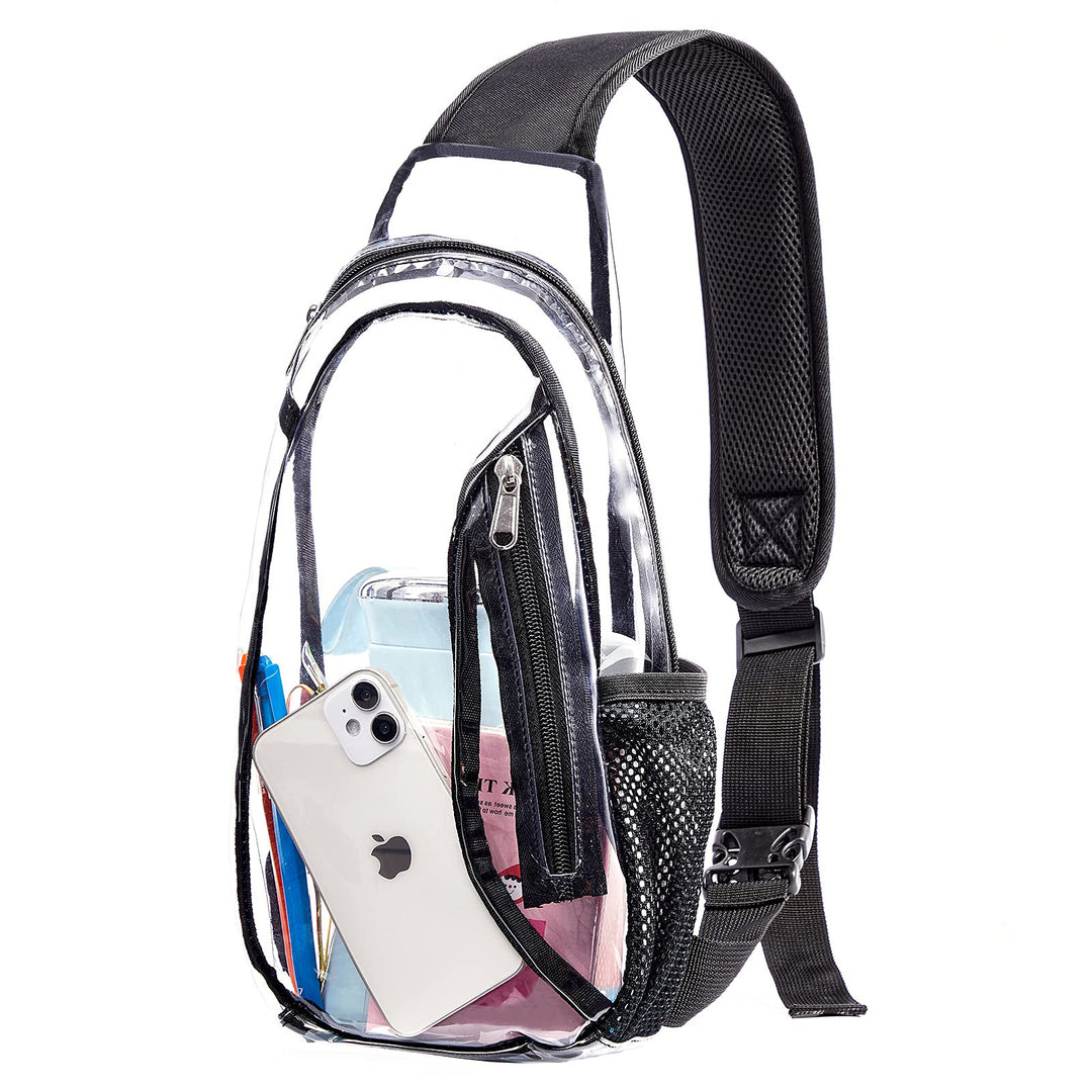 Unisex transparent sling backpack with multiple compartments Stornfield