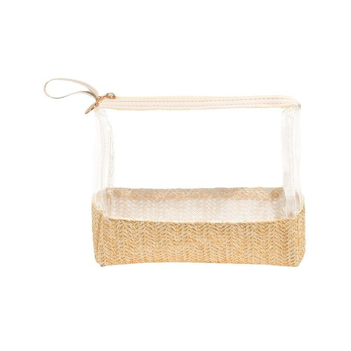 Cosmetic bag made of transparent material with woven bottom Stornfield