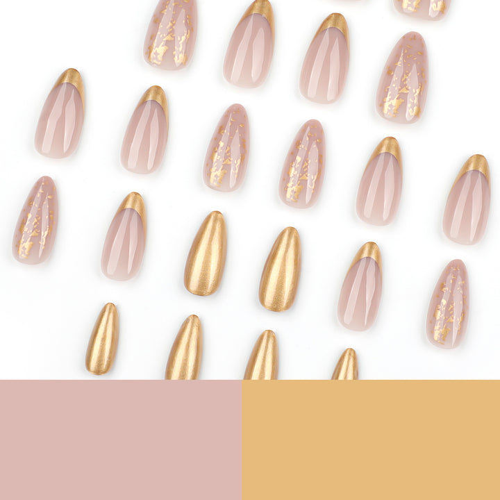 Artistic Stiletto Nails with Glitter and Gold Accents Stornfield