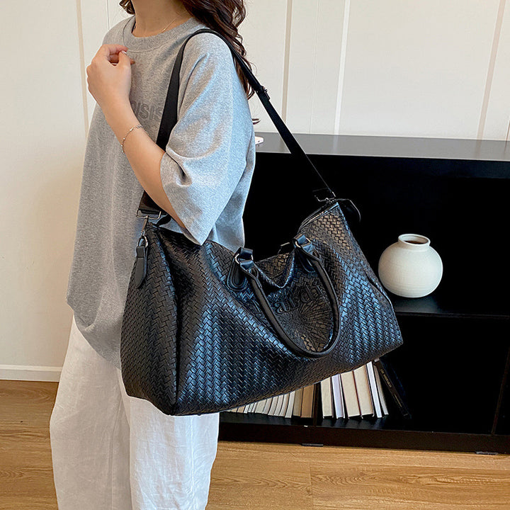 Woven Leather Weekend Duffel Bag Stornfield