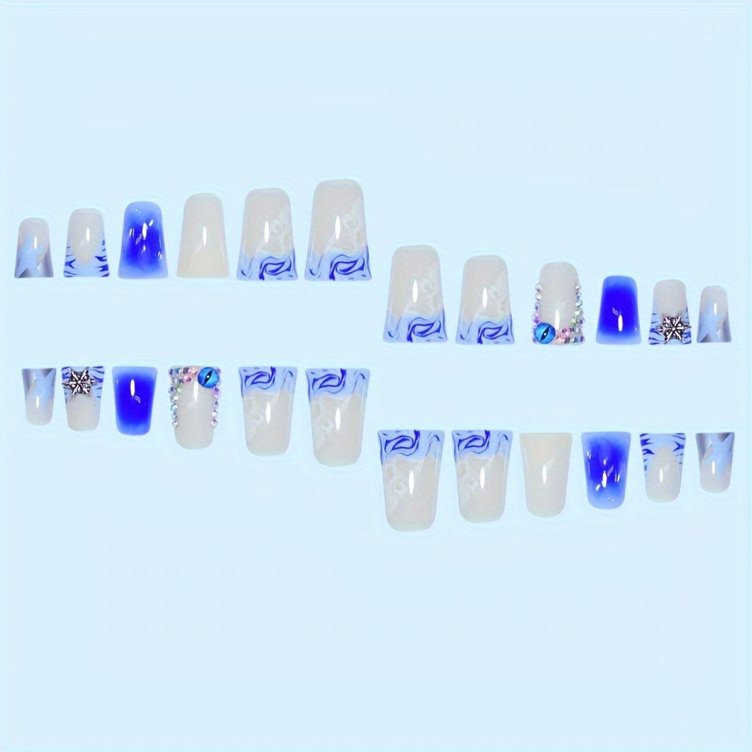 Decorative Press-On Nail Art Set with Gemstone Accents Stornfield