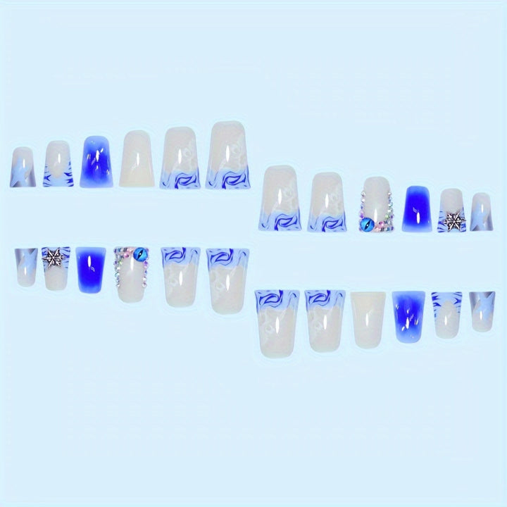 Decorative Press-On Nail Art Set with Gemstone Accents Stornfield