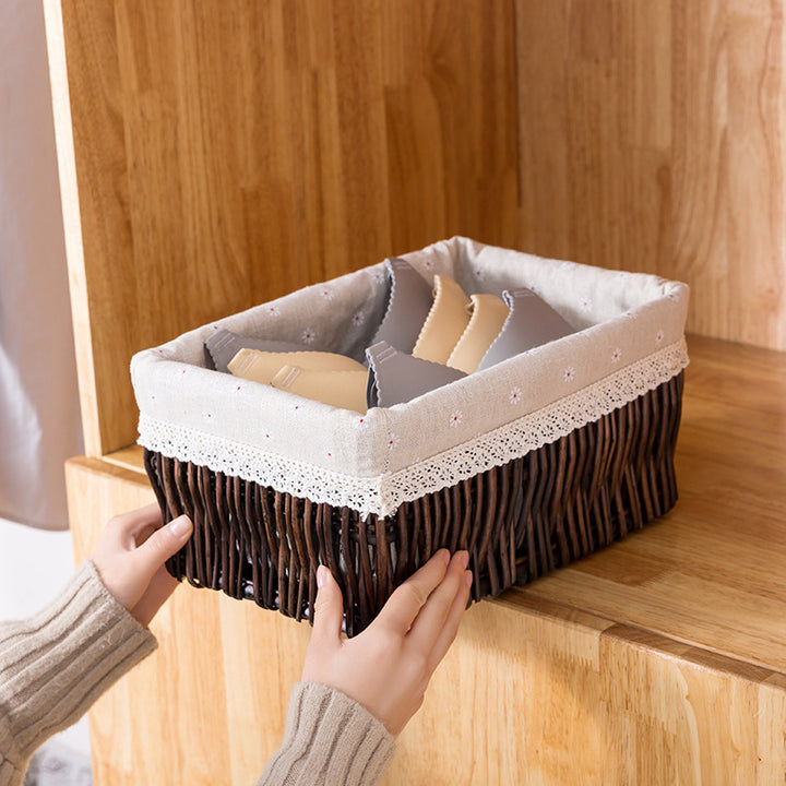 Women’s storage basket with decorative fabric lining Stornfield