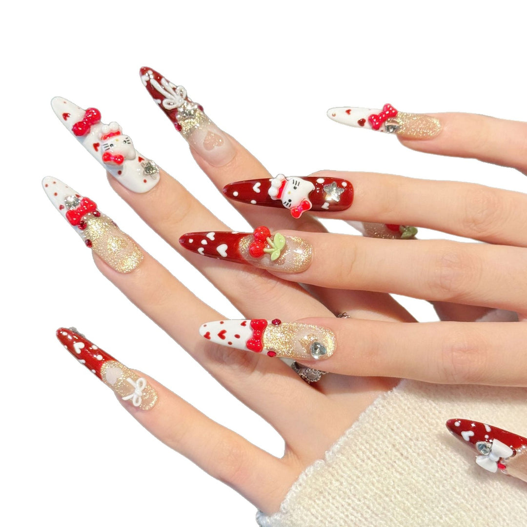 Decorative 3D Character Press-On Nail Art Set