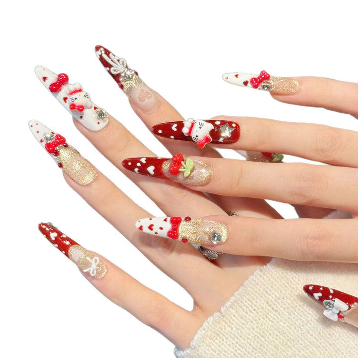 Decorative 3D Character Press-On Nail Art Set