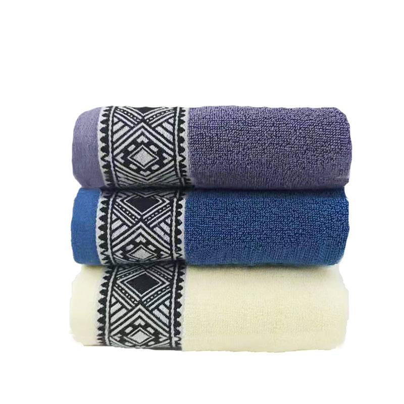 Terry Bath Towel Set With Elegant Geometric Border Stornfield
