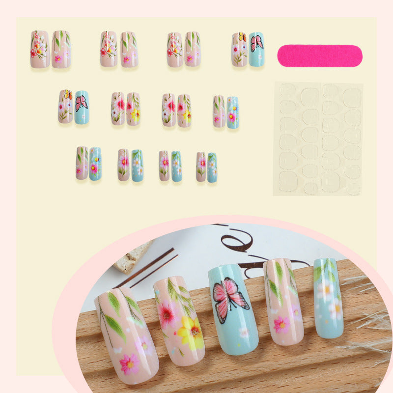 Decorative Press-On Nail Art Set with Floral and Butterfly Designs Stornfield