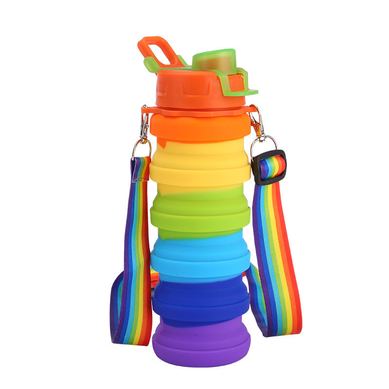 Ladies collapsible silicone water bottle with colorful design Stornfield