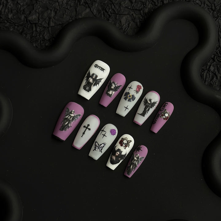 Artistic Gothic Press-On Nail Art Set