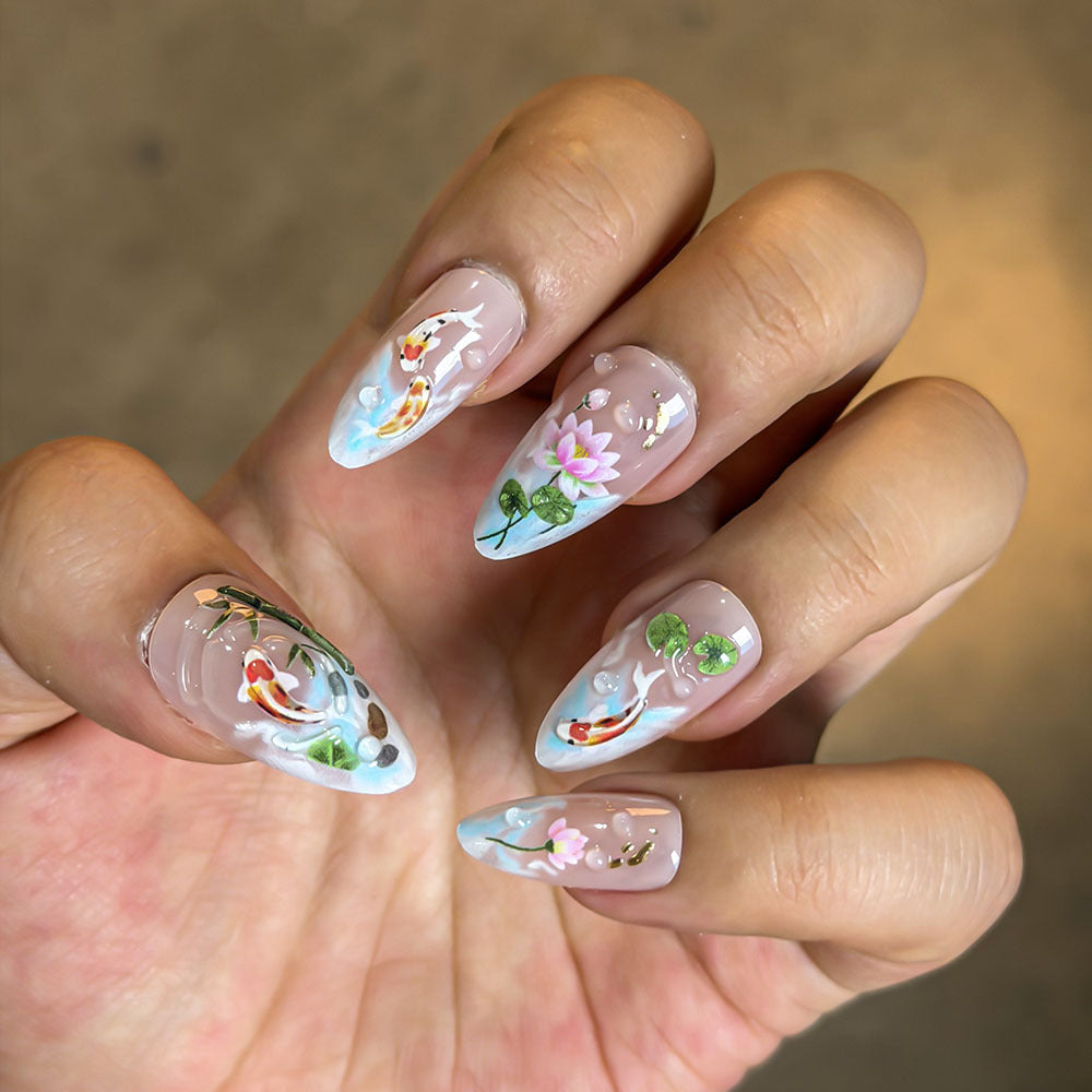 Artistic Floral Press-On Nail Set Stornfield