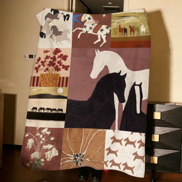 Artistic Horse-Themed Throw Blanket