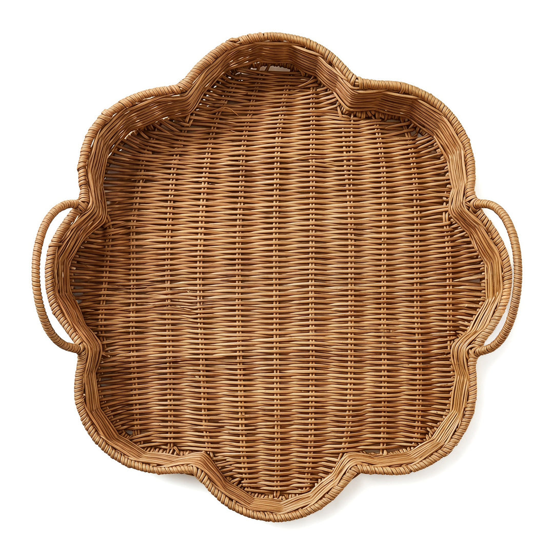 Elegant serving basket made of hand-woven natural material Stornfield