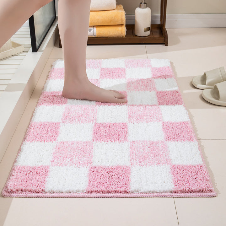 Soft Checkered Bath Mat