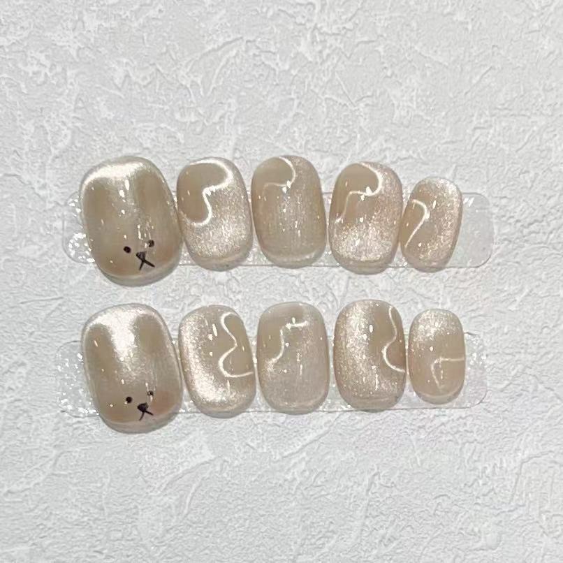 Playful Animal-Themed Press-On Nail Set Stornfield