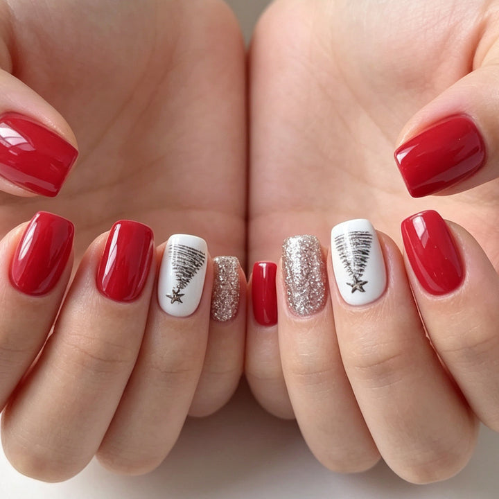 Festive Tree Design Nail Art Stornfield