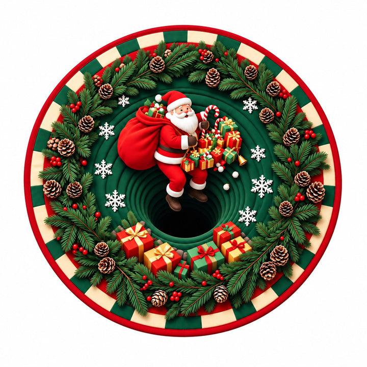 Festive Santa Claus Themed Round Mat for Home