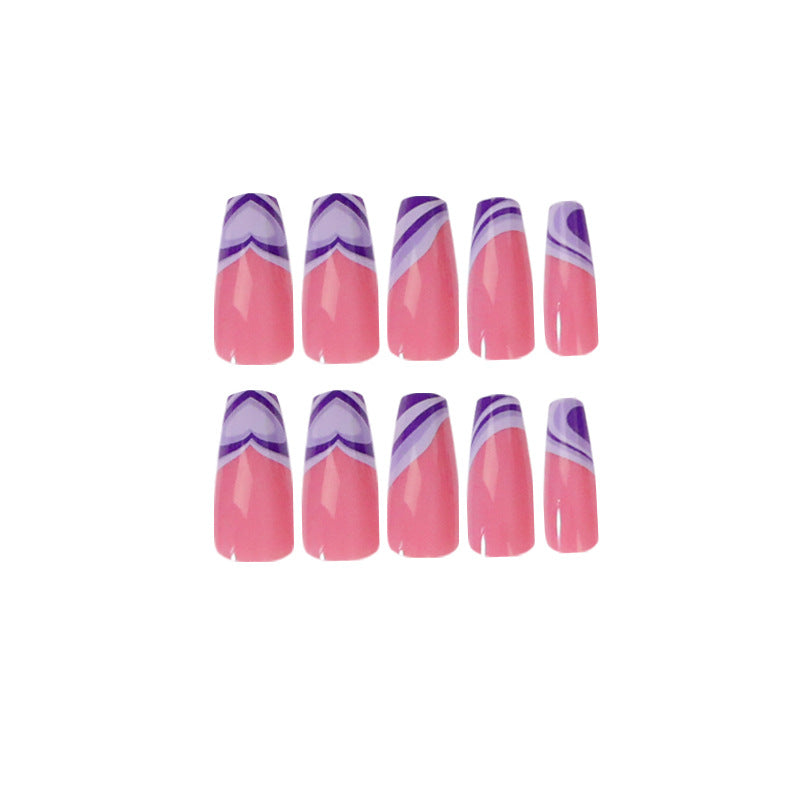 Artistic acrylic nails with creative heart and wave patterns Stornfield