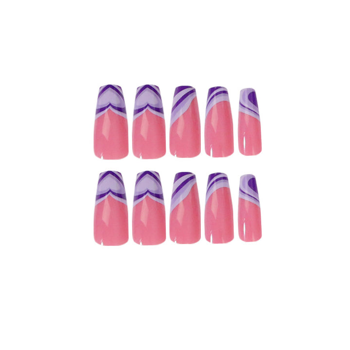Artistic acrylic nails with creative heart and wave patterns Stornfield