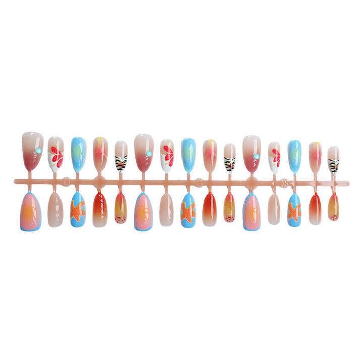 Artistic Tropical-Inspired Press-On Nail Set