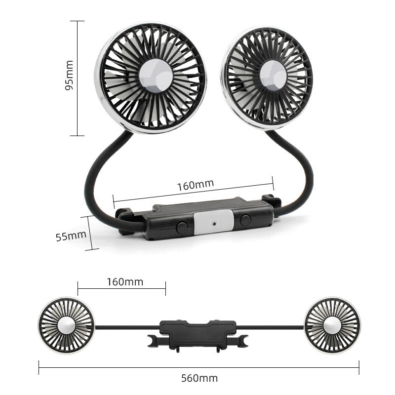 Dual-Head Adjustable Car Cooling Fan Stornfield