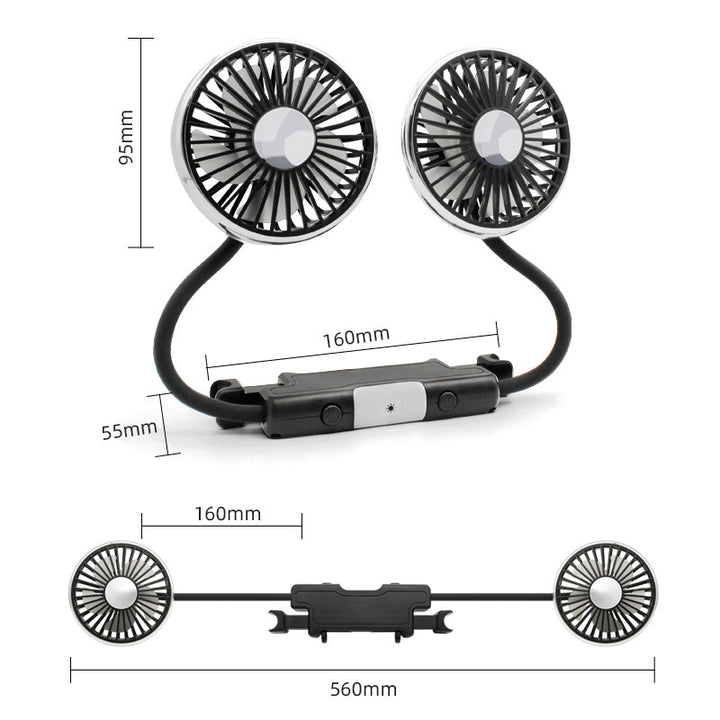 Dual-Head Adjustable Car Cooling Fan Stornfield