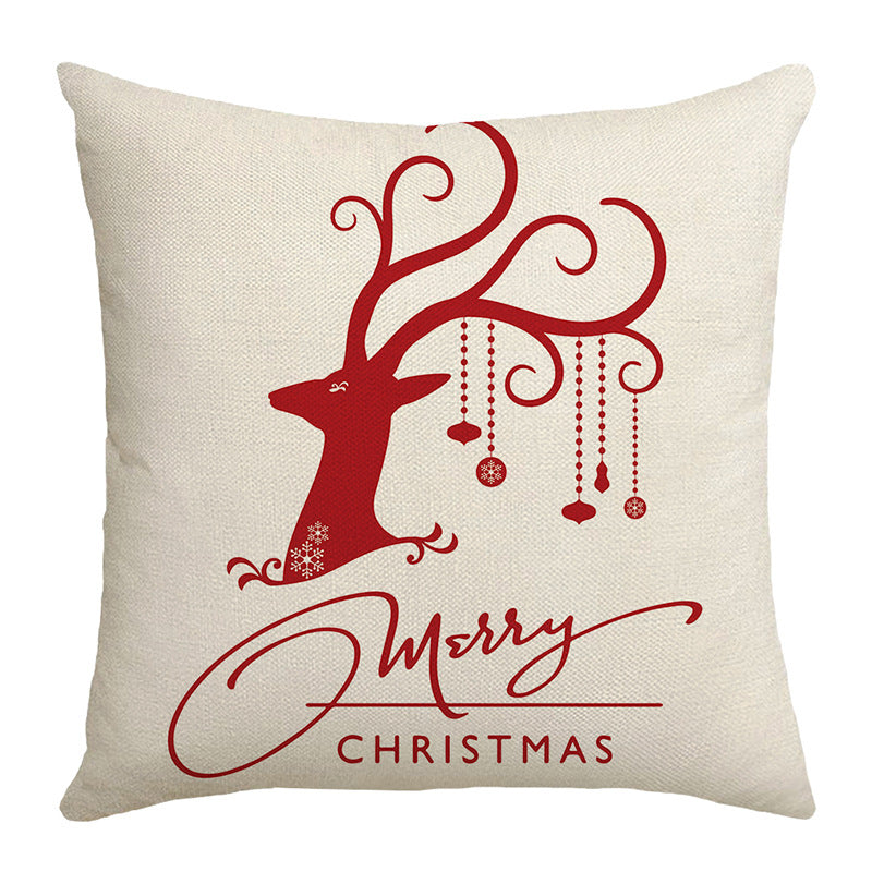 Seasonal Christmas Throw Pillow Cover with 'Let It Snow' Script and Snowflake Print