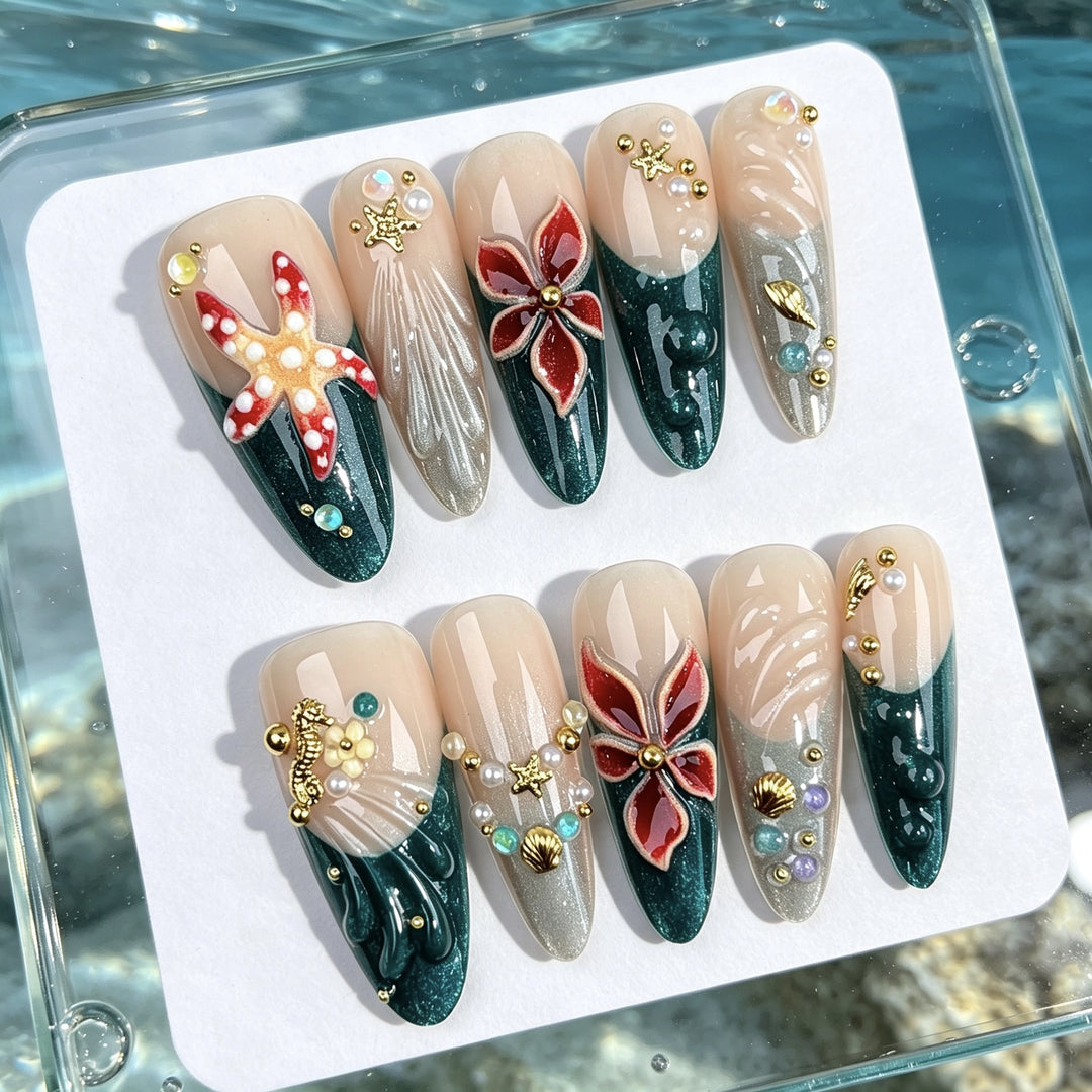 Floral-Embellished Luxury Press-On Nail Set