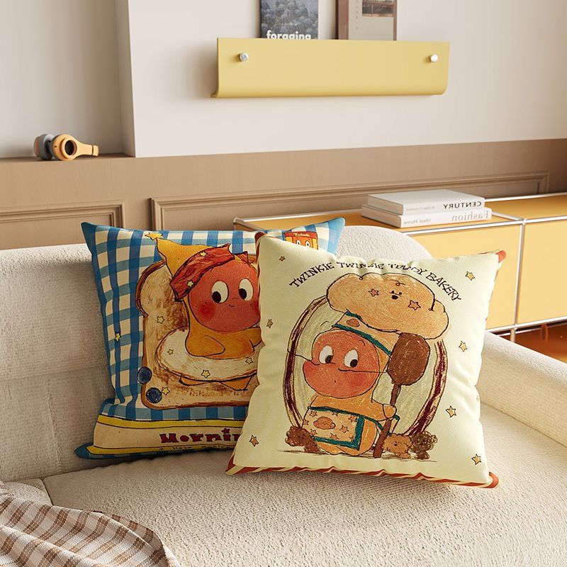 Whimsical Cartoon Character Throw Pillow