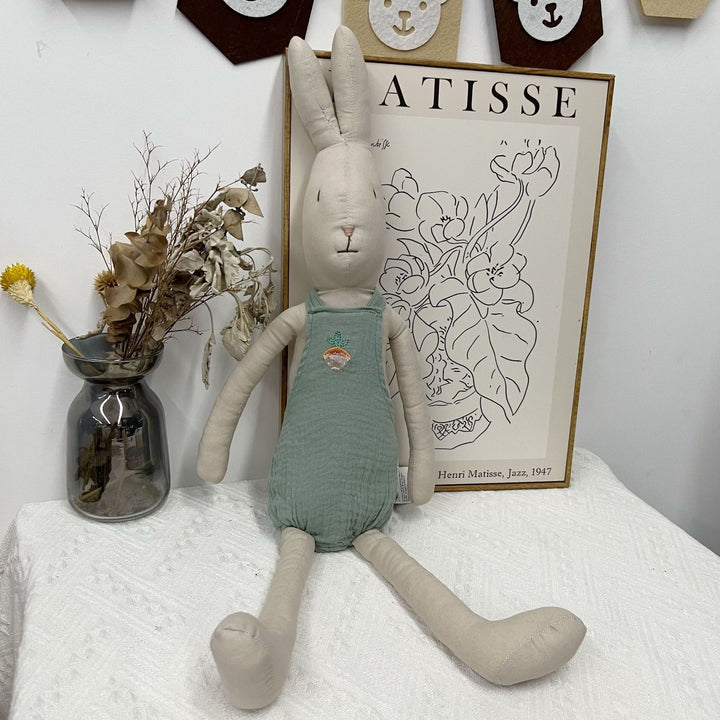 Handmade Organic Cotton Bunny Plush Dolls with Removable Outfits
