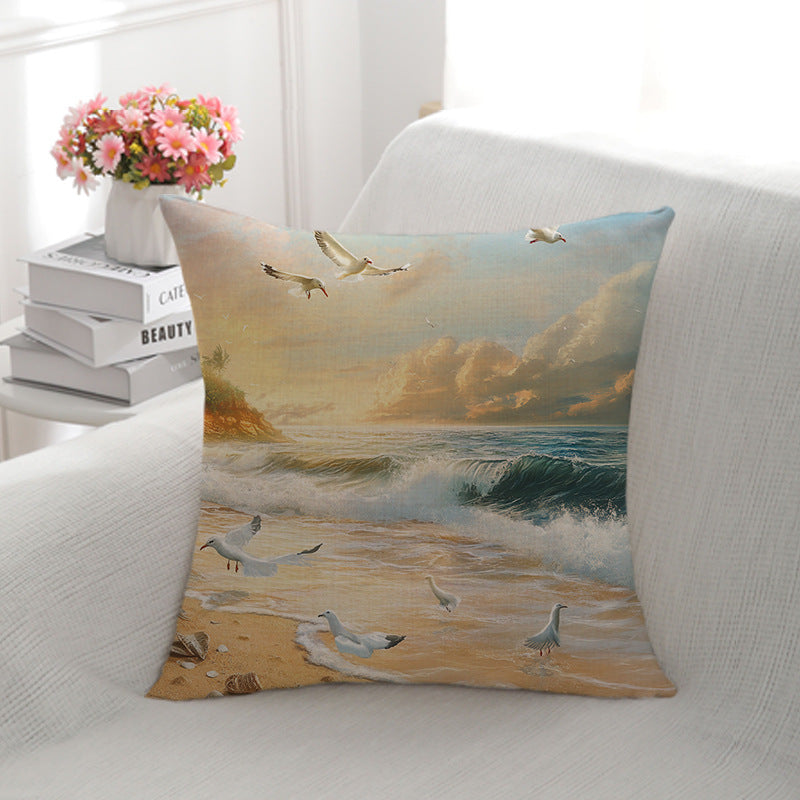 Coastal Scene Decorative Pillow