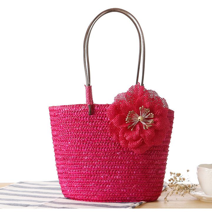 Elegant bast bag with flower appliqué Stornfield