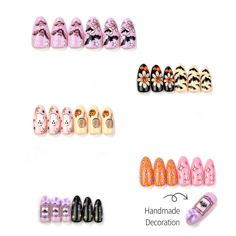 Thematic Halloween-Inspired Press-On Nail Art Set