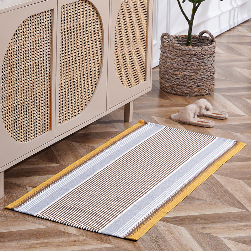 Flat-woven runner rug with check pattern and decorative border stripe Stornfield