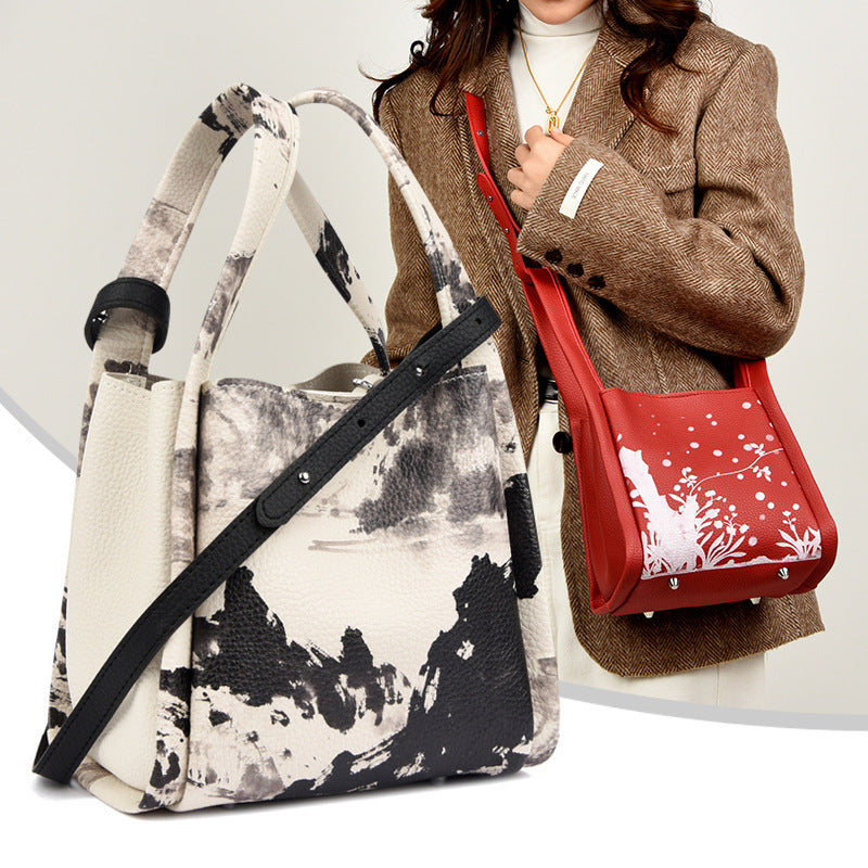 Artistic Print Leather Handbag Stornfield