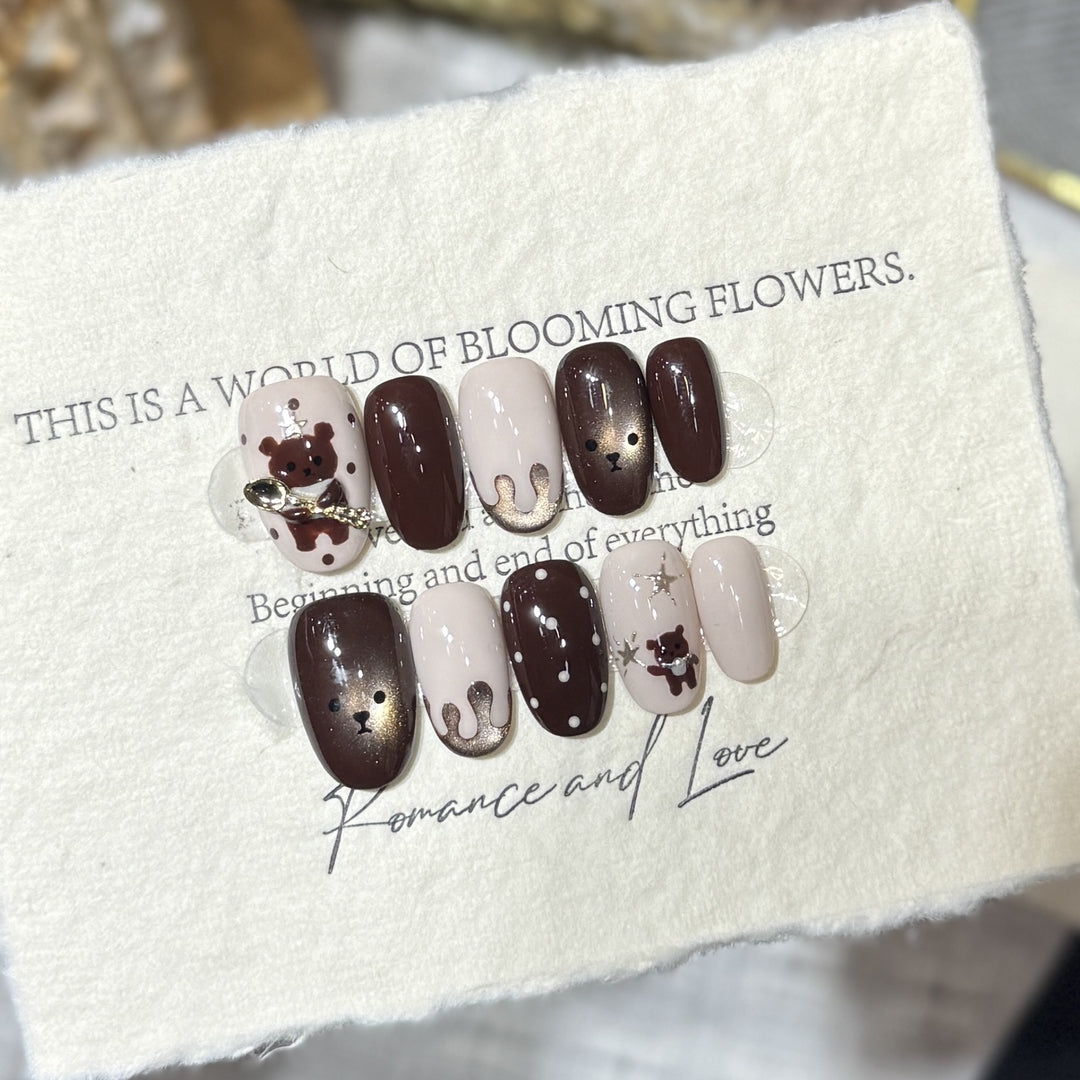 Whimsical Animal-Themed Press-On Nail Art Set Stornfield