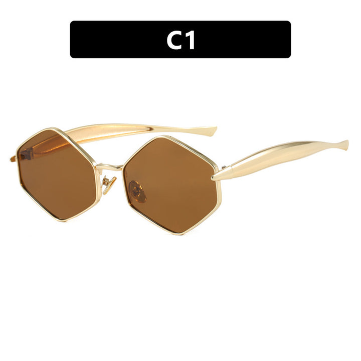 Women's hexagonal sunglasses with elegant metal frame and UV protection Stornfield
