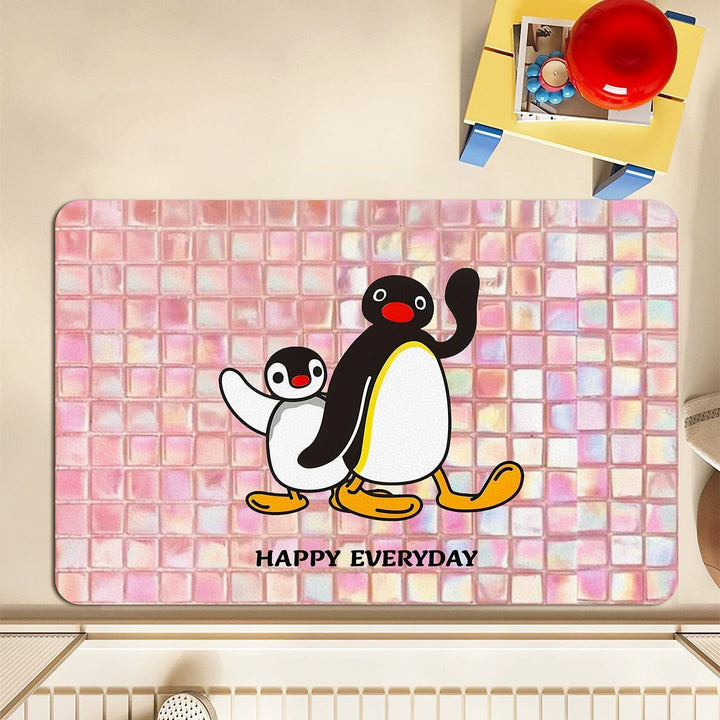Cute Penguin-Themed Bath Mat