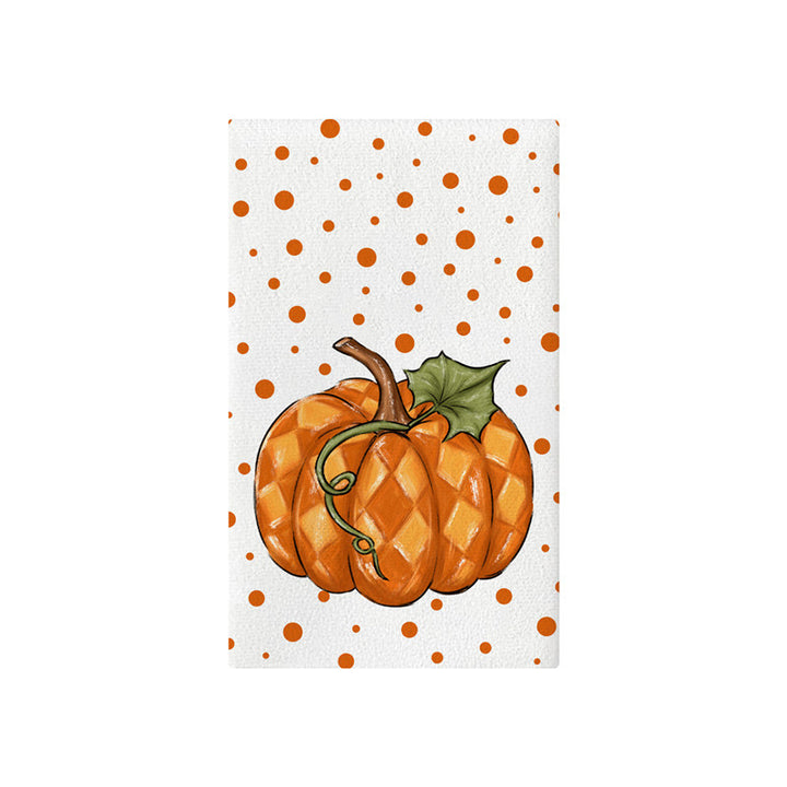 Vertical Buffalo Check Autumn Garden Banner with Painted Pumpkin Illustration