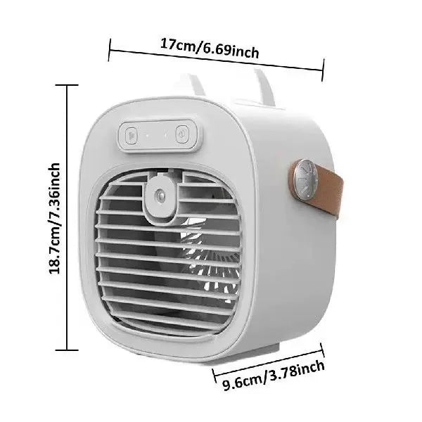 Unisex one size compact USB rechargeable personal mist cooler with adjustable grid air humidifier and leather carrying strap Stornfield