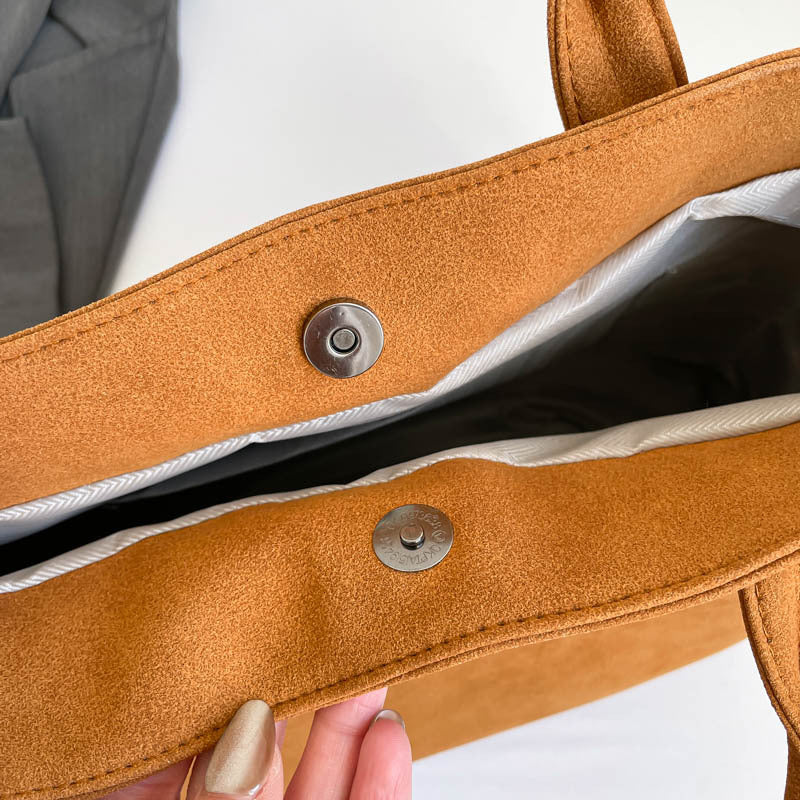 Stylish Faux Suede Tote Bag