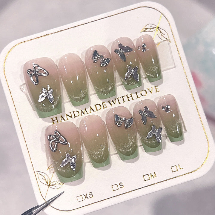 Elegant Artificial Nails with Butterfly Design Stornfield