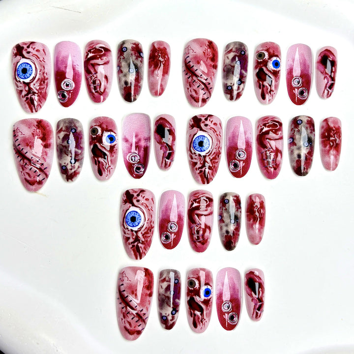Artistic Press-On Nail Art Set with Intricate Designs