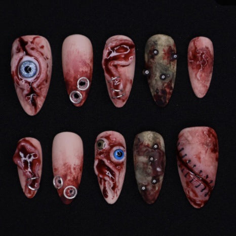 Artistic Press-On Nail Art Set with Intricate Designs