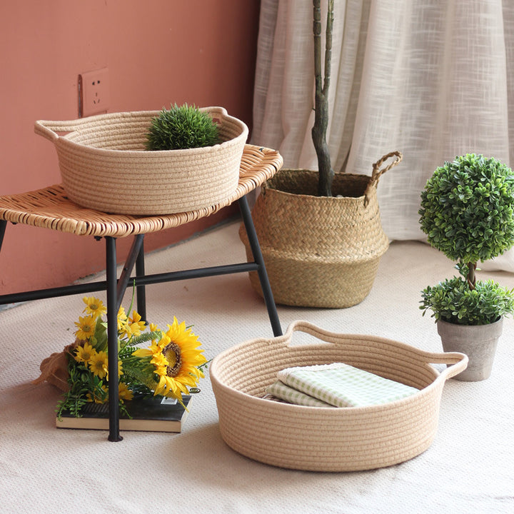 Handcrafted storage basket with handles Stornfield